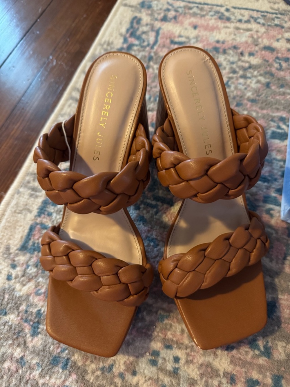 Sincerely Jules Braided Tan Block Heel Sandals